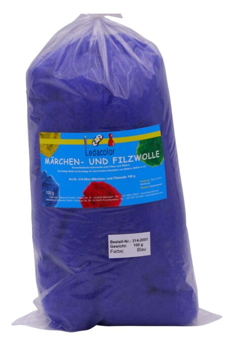 Märchen- und Filzwolle Blau, 100 g