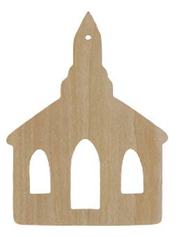 Holzbehang Set 12, Kirche 9 x 6,5 cm