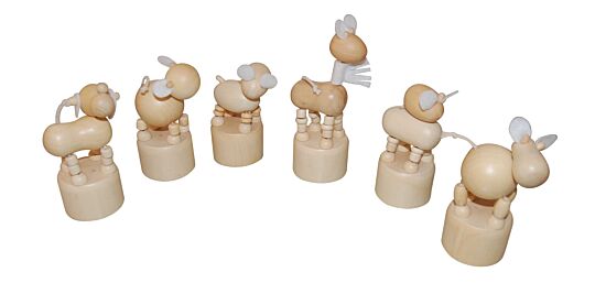 Wackeltiere aus Holz Set 6 Motive