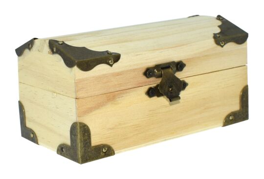 Piratenkiste aus Holz, 12 x 6,5 x 6 cm