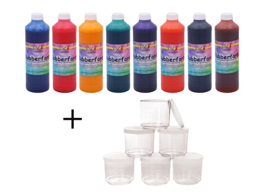 Blubberfarbe Set 9, je 500 ml +12 Messbecher mit Deckel