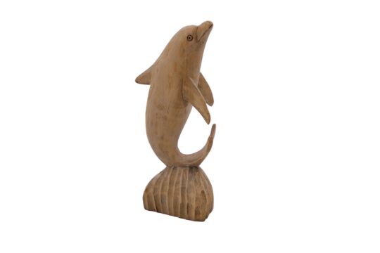 Delphin aus Holz stehend, 15 cm