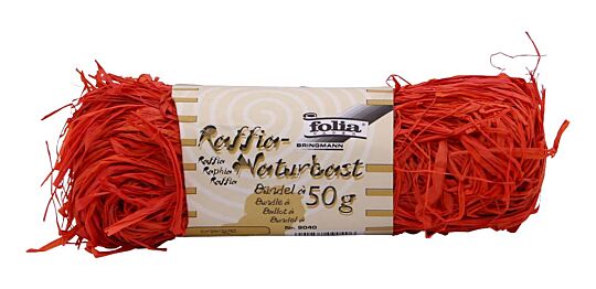 Raffia Naturbast Orange, 50 g