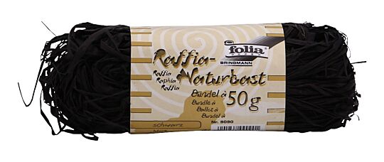 Raffia Naturbast Schwarz, 50 g