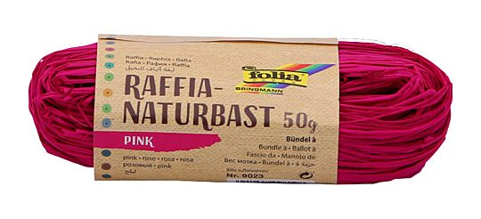 Raffia Naturbast Pink, 50 g