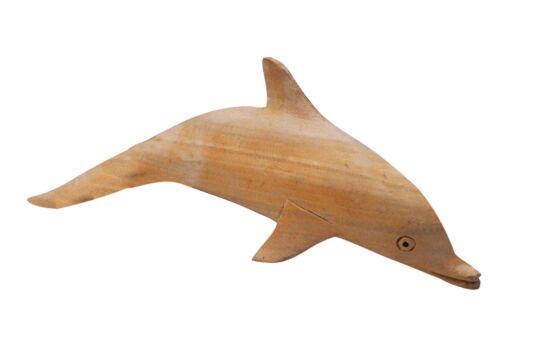 Delphin aus Holz  liegend, 15 cm